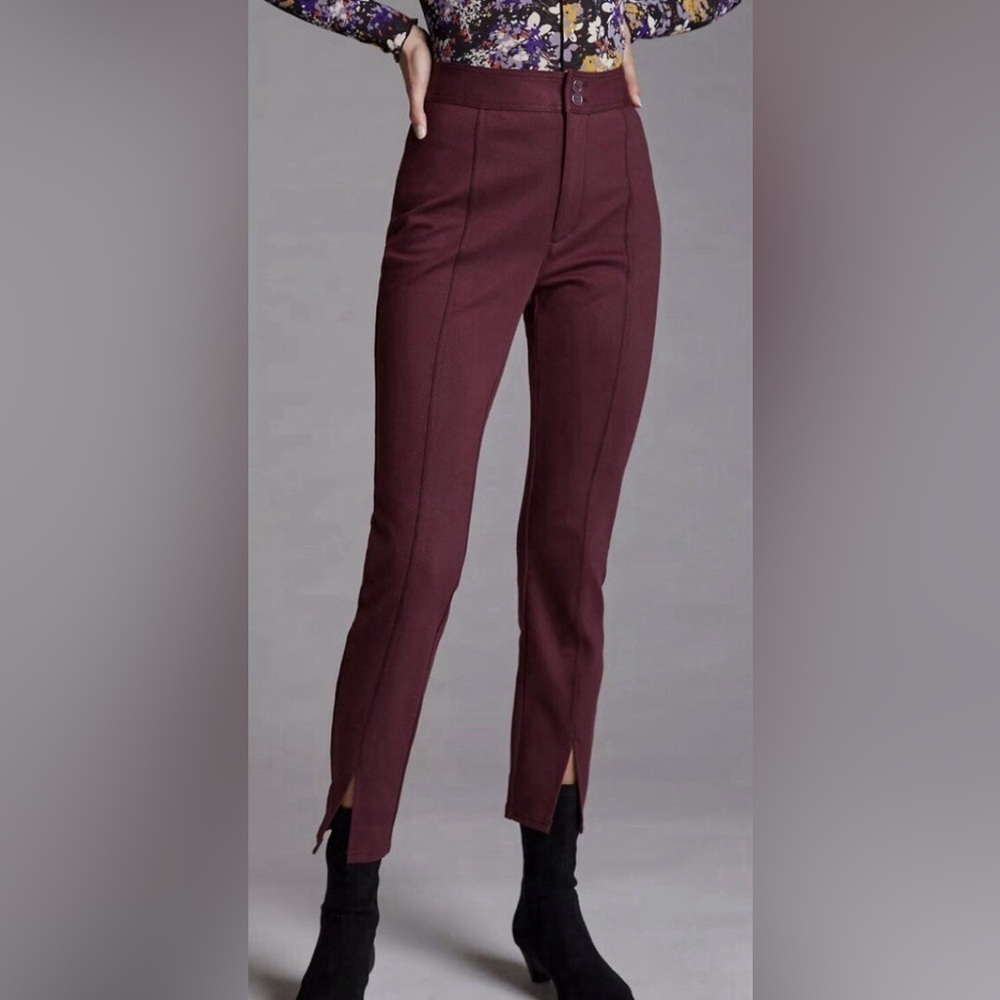 Anthropologie Maeve High Rise Seamed Split Hem Skinny Pants Size 8